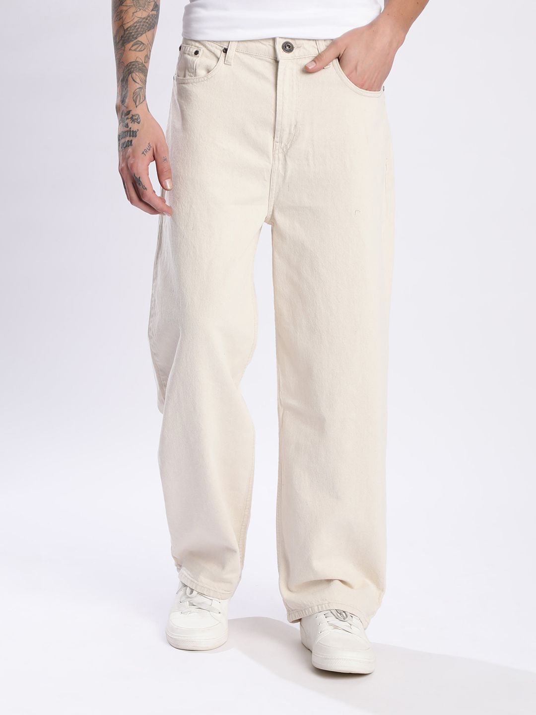 The Lifestyle Co. Men Pure Cotton Baggy Fit Denim Jeans